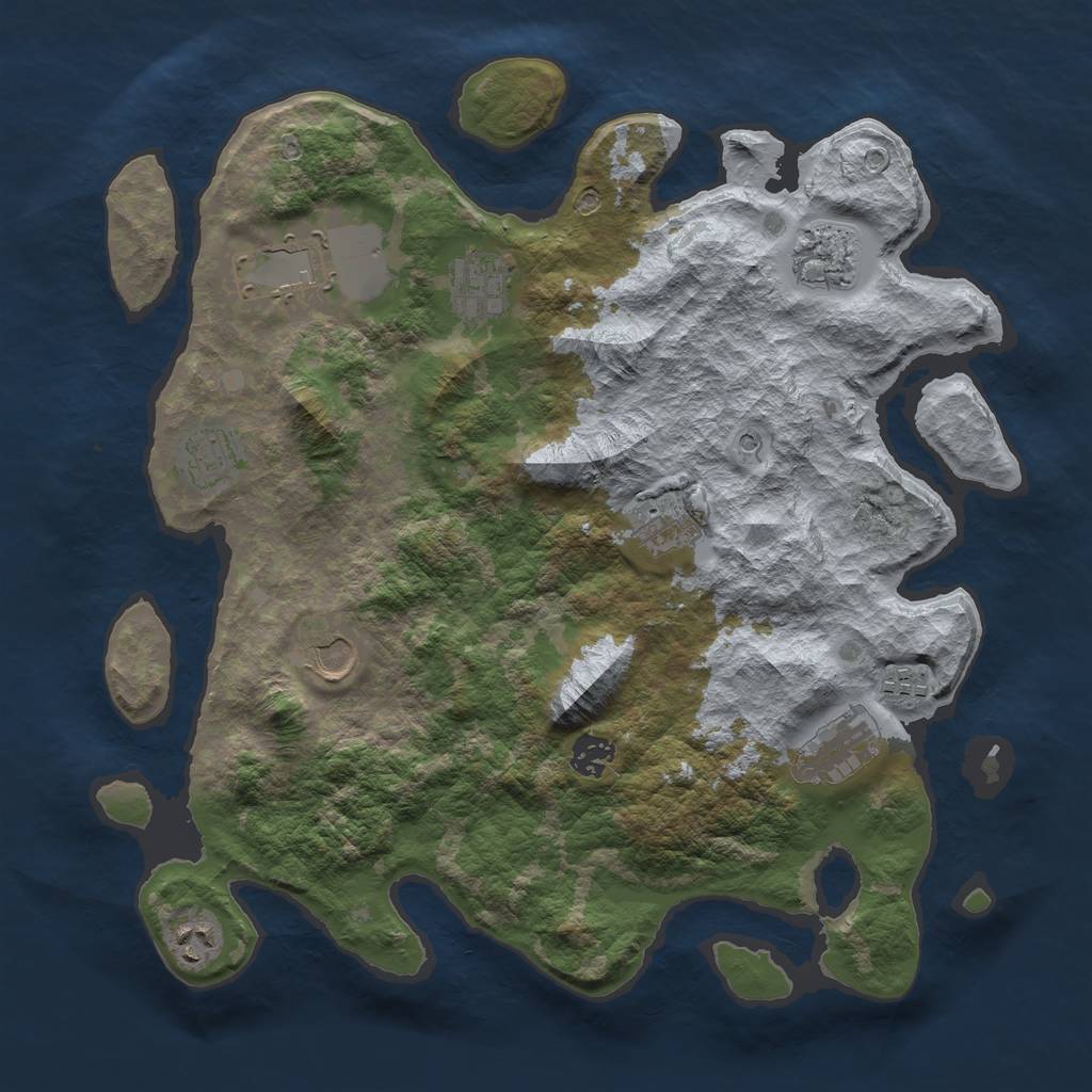 Rust Map: Barren, Size: 3800, Seed: 684331585, 13 Monuments