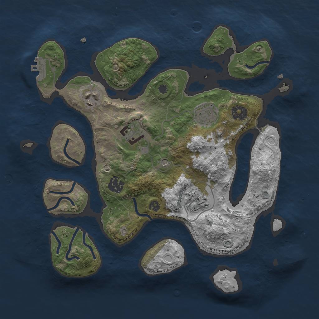 Rust Map: Procedural Map, Size: 3000, Seed: 514674862, 12 Monuments