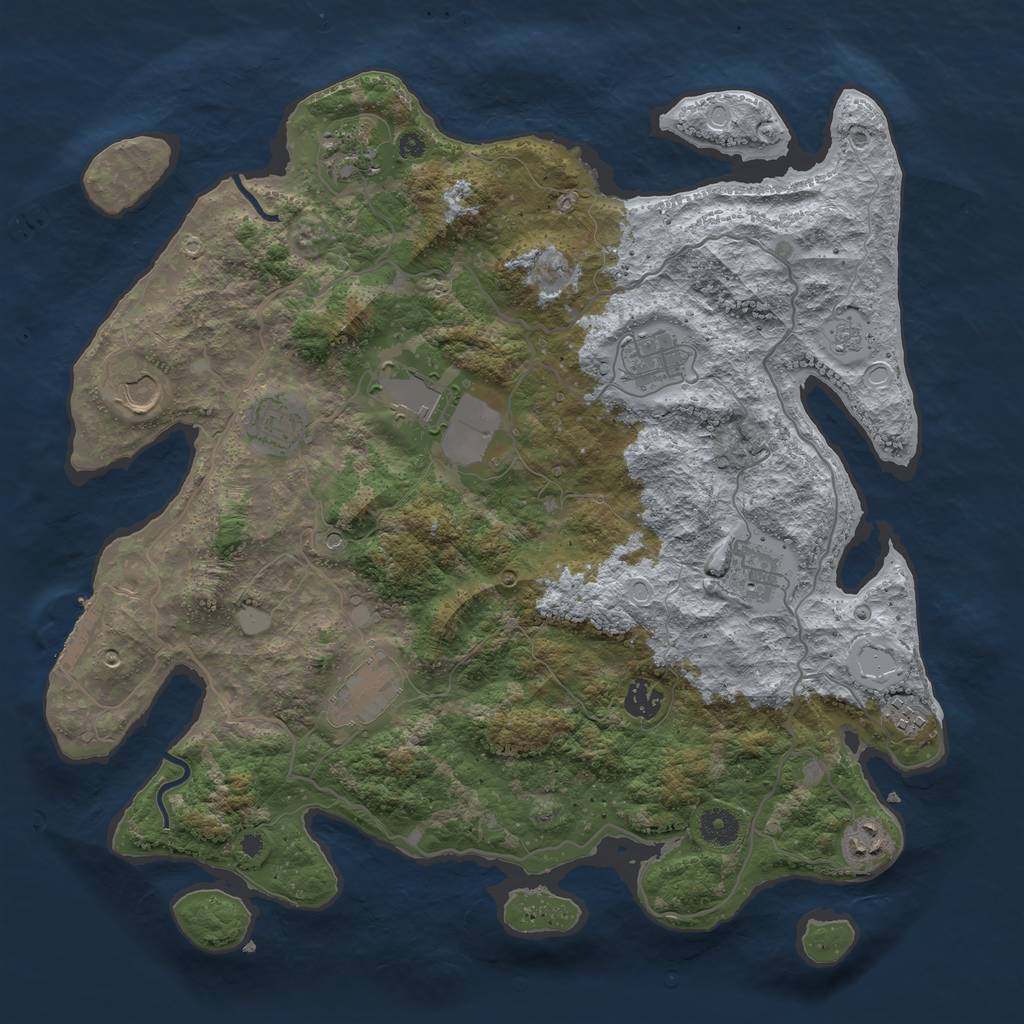 Rust Map: Procedural Map, Size: 4000, Seed: 2018919789, 16 Monuments