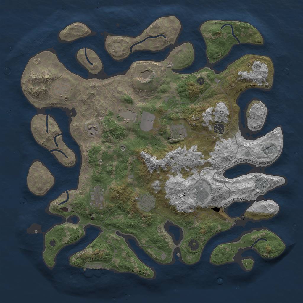 Rust Map: Procedural Map, Size: 4200, Seed: 25425, 17 Monuments