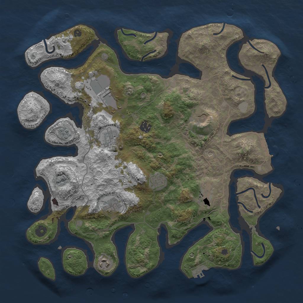 Rust Map: Procedural Map, Size: 4000, Seed: 2117126583, 17 Monuments