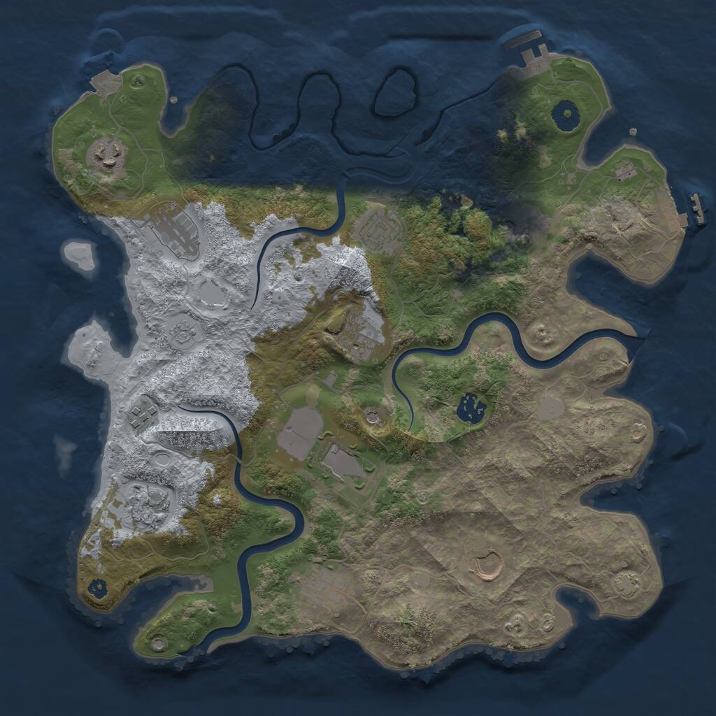 Rust Map: Procedural Map, Size: 3700, Seed: 17358, 17 Monuments