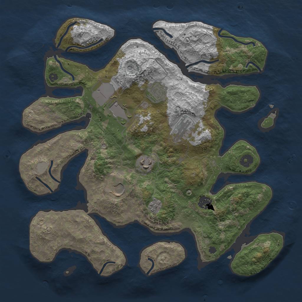 Rust Map: Procedural Map, Size: 3500, Seed: 3761340, 13 Monuments