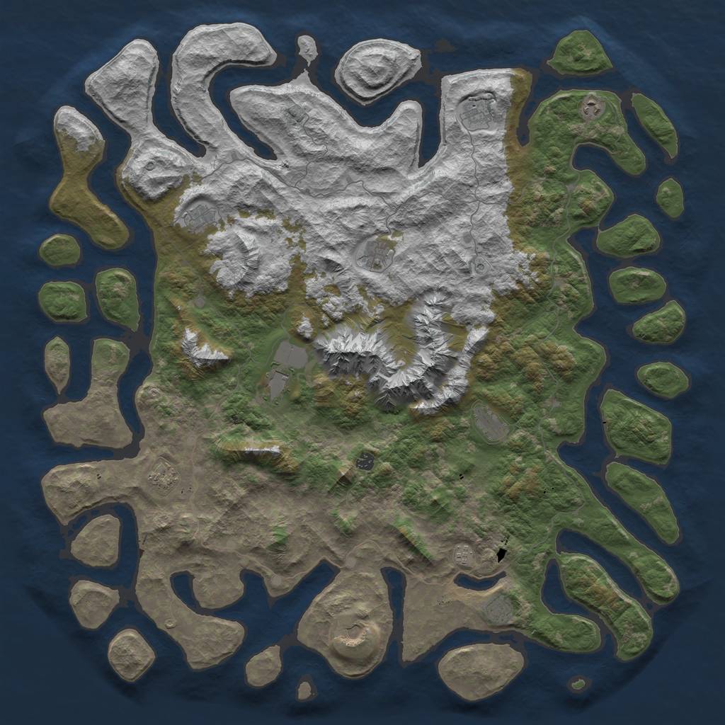 Rust Map: Barren, Size: 6000, Seed: 289771, 14 Monuments