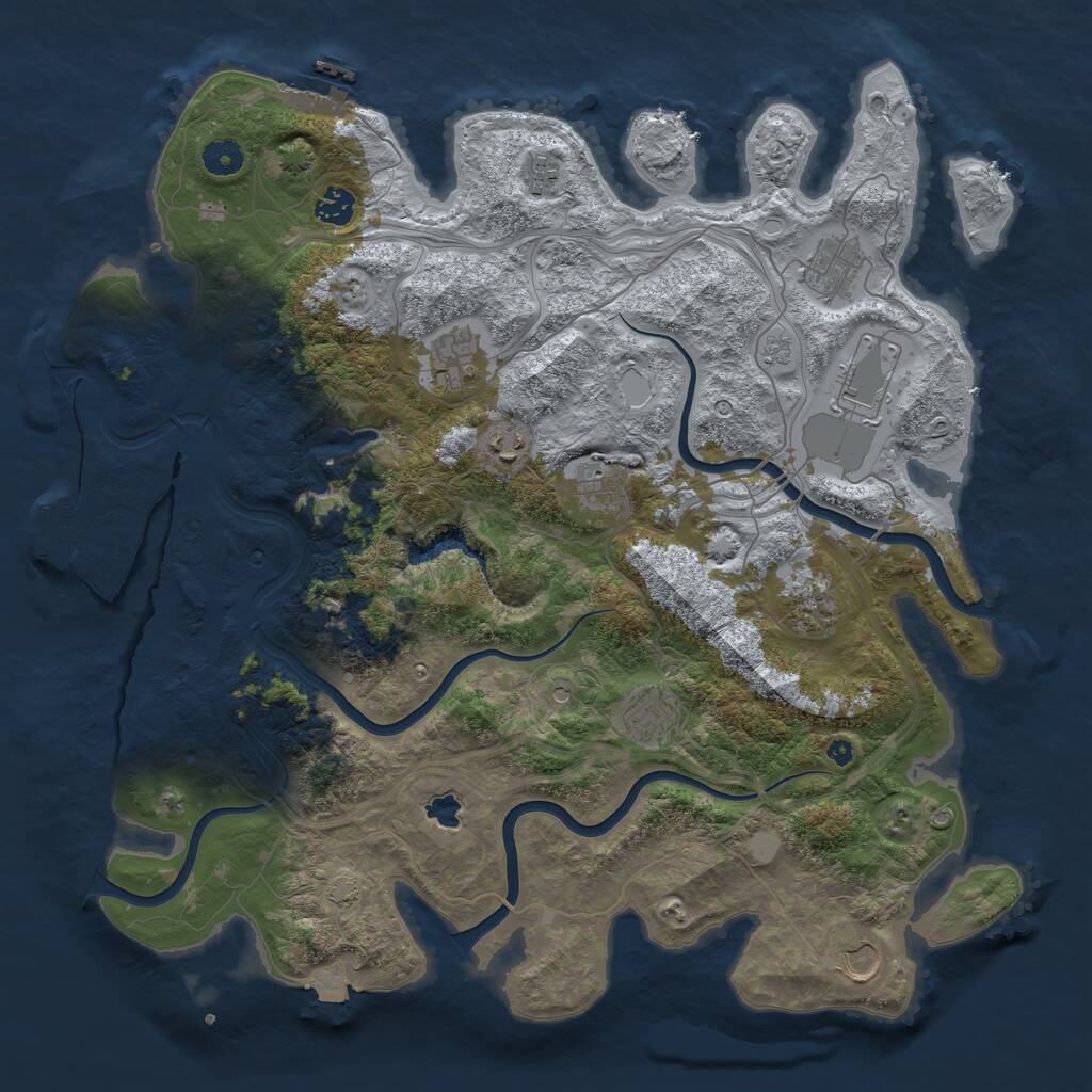 Rust Map: Procedural Map, Size: 4250, Seed: 14925, 16 Monuments