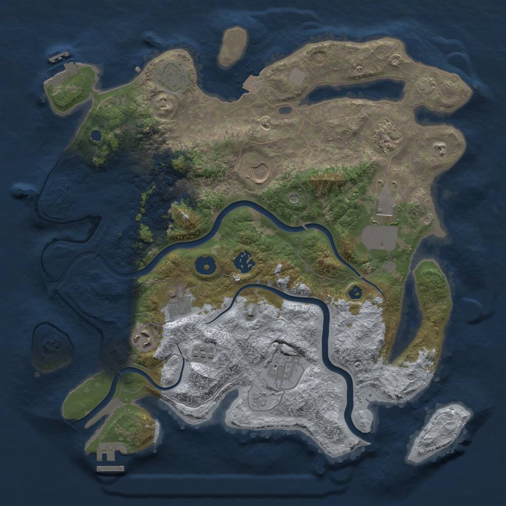 Rust Map: Procedural Map, Size: 3750, Seed: 117192865, 15 Monuments