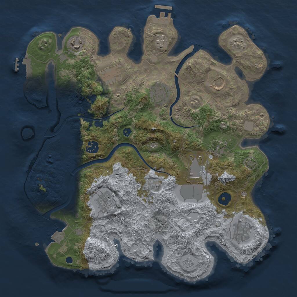 Rust Map: Procedural Map, Size: 3500, Seed: 154811, 16 Monuments
