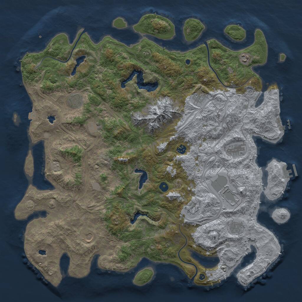 Rust Map: Procedural Map, Size: 5000, Seed: 92221, 17 Monuments