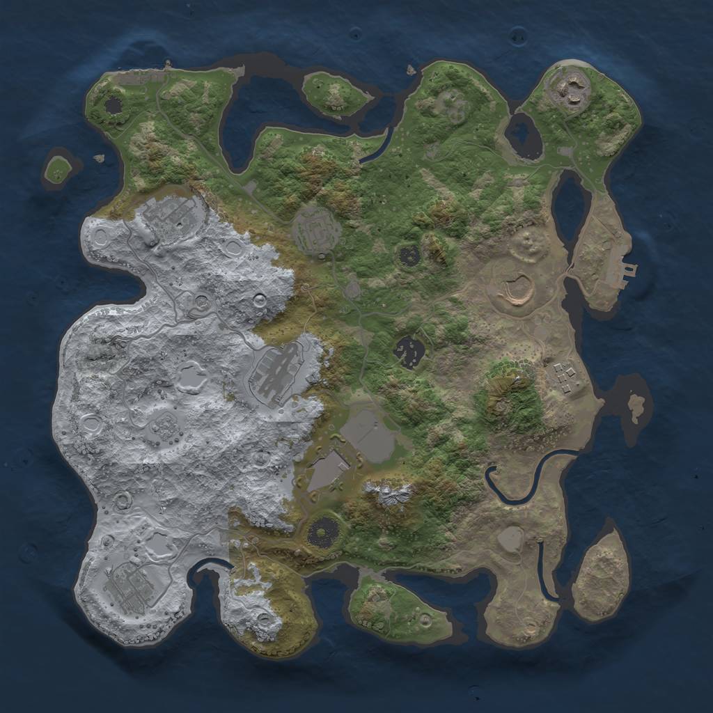 Rust Map: Procedural Map, Size: 3500, Seed: 993447708, 16 Monuments
