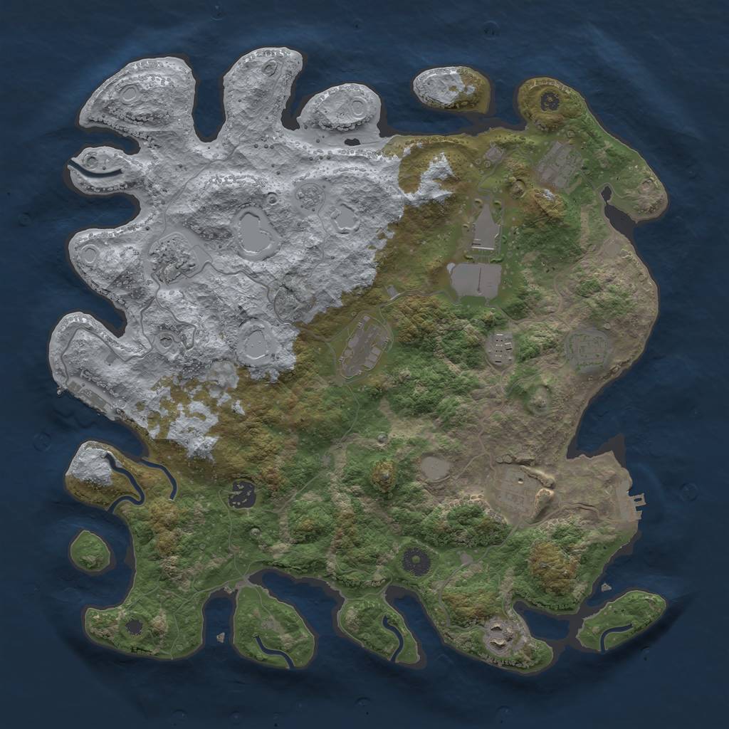 Rust Map: Procedural Map, Size: 3850, Seed: 871559971, 16 Monuments