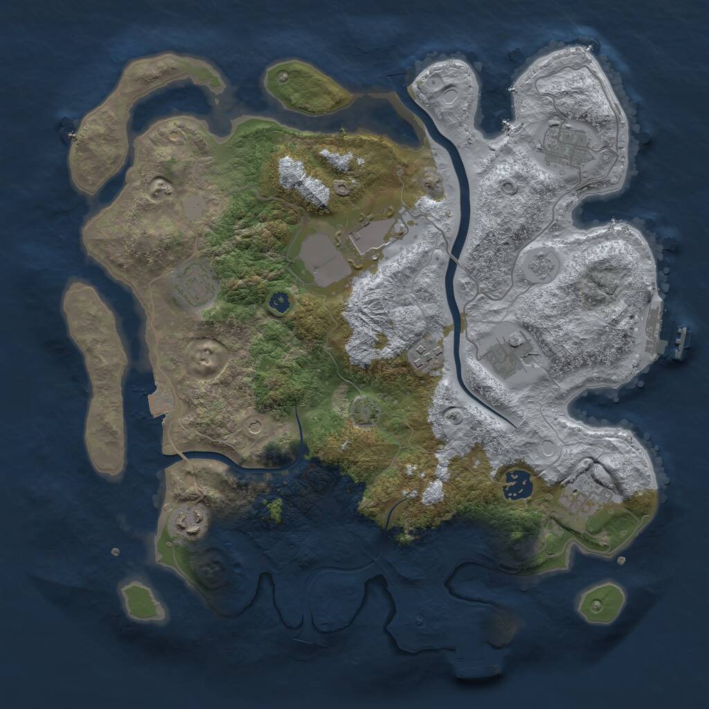 Rust Map: Procedural Map, Size: 3500, Seed: 289974532, 14 Monuments