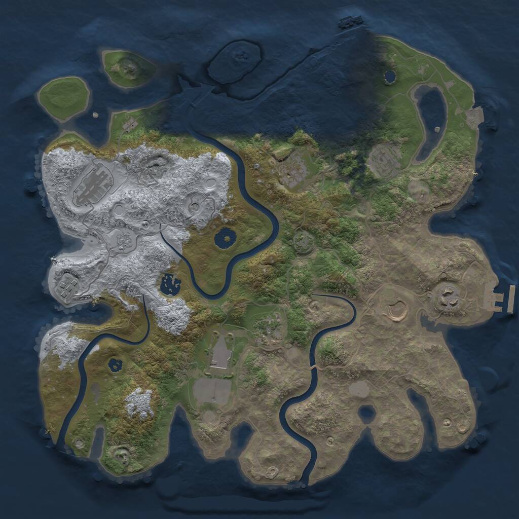 Rust Map: Procedural Map, Size: 3700, Seed: 1876837404, 15 Monuments