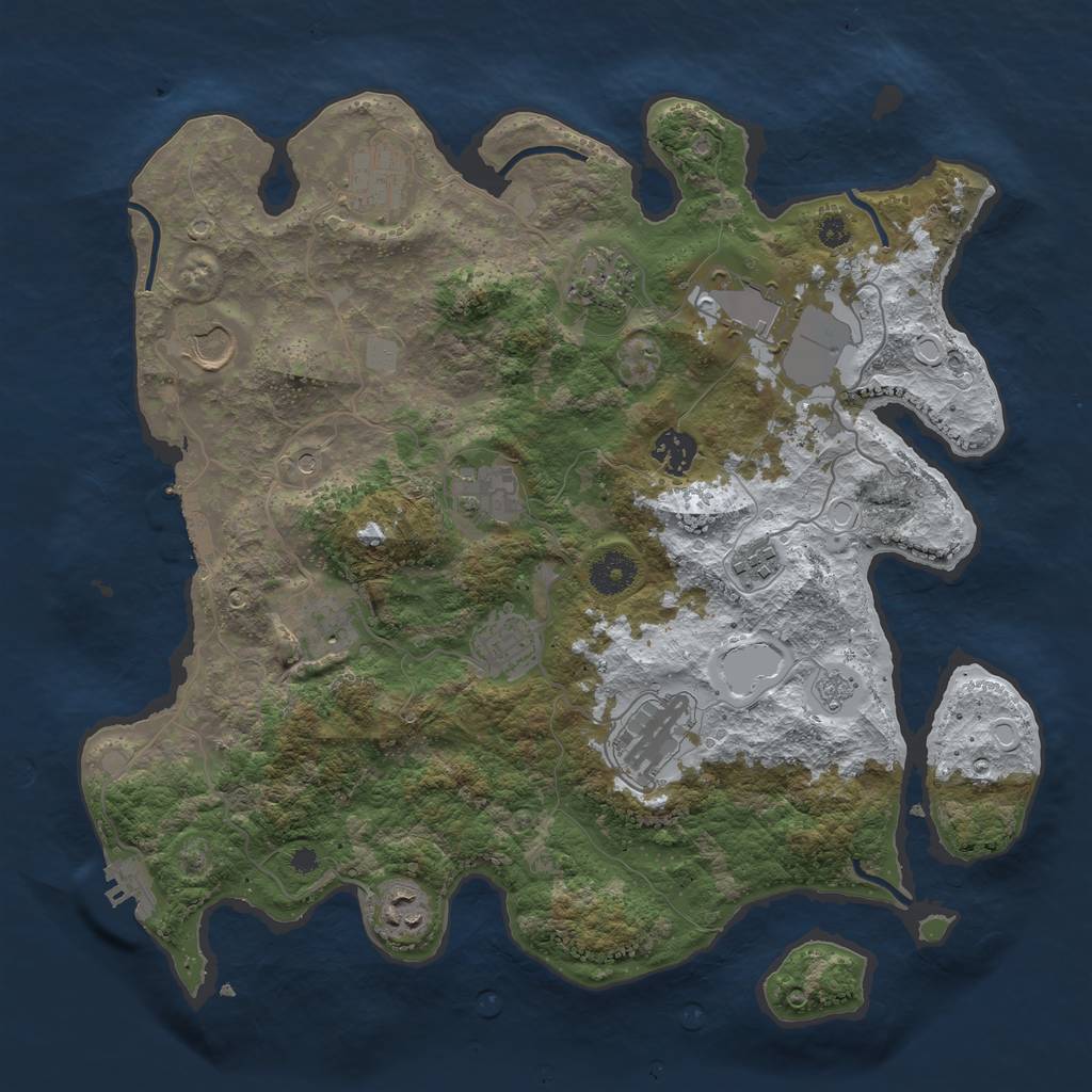 Rust Map: Procedural Map, Size: 3700, Seed: 1081907522, 20 Monuments