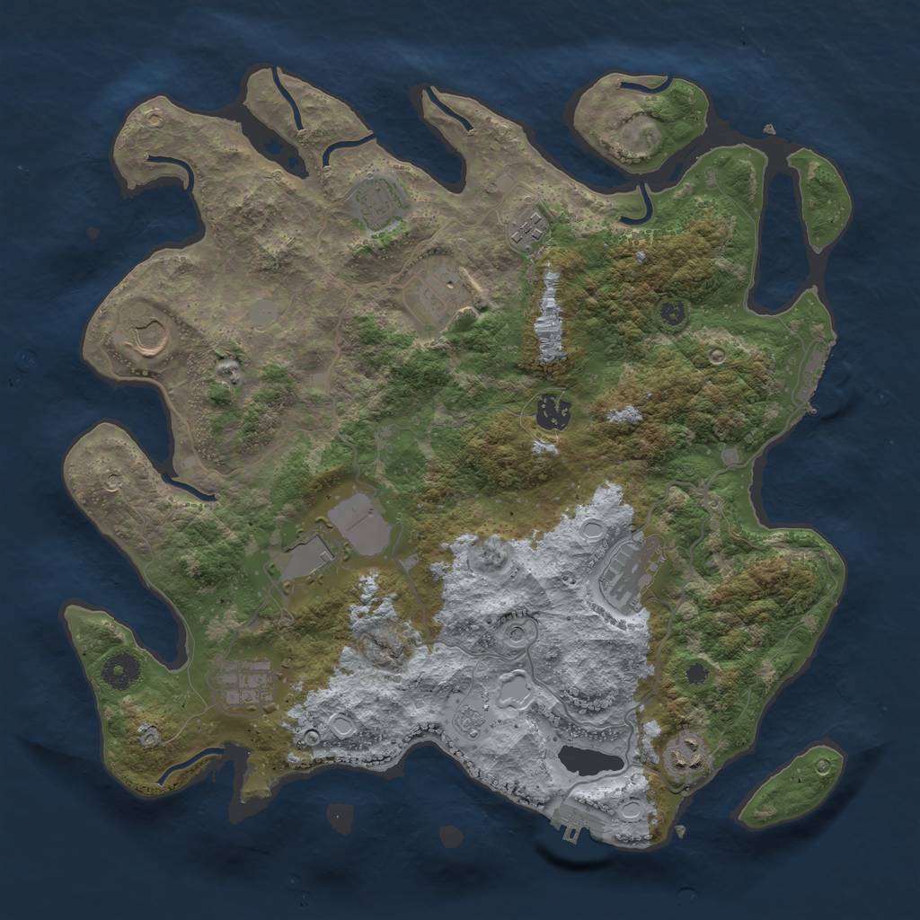 Rust Map: Procedural Map, Size: 3800, Seed: 225631758, 16 Monuments