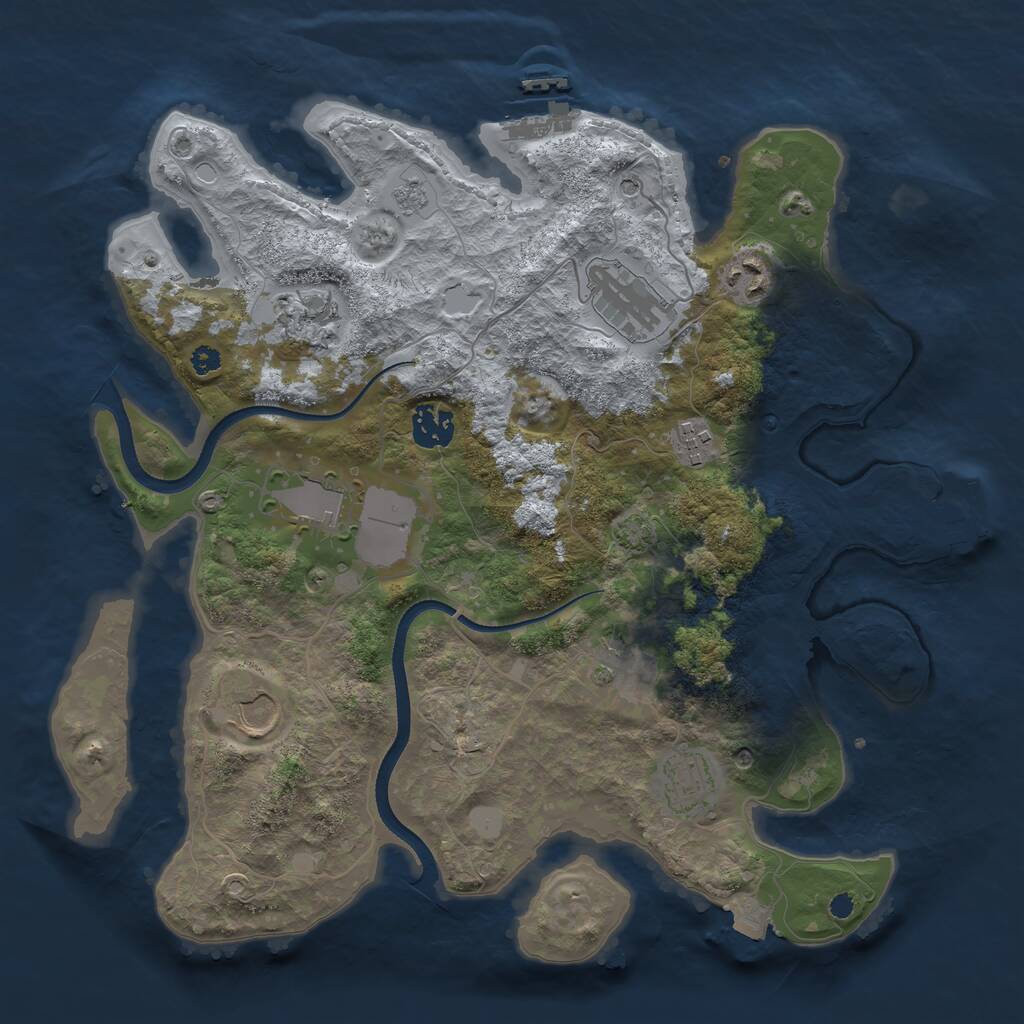 Rust Map: Procedural Map, Size: 3500, Seed: 13658, 15 Monuments