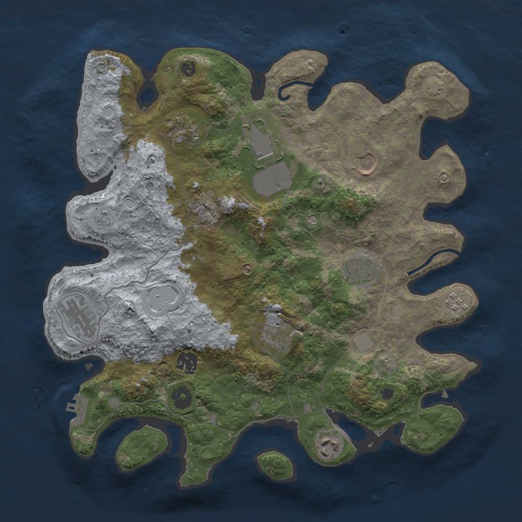 Rust Map: Procedural Map, Size: 3600, Seed: 20092564, 16 Monuments