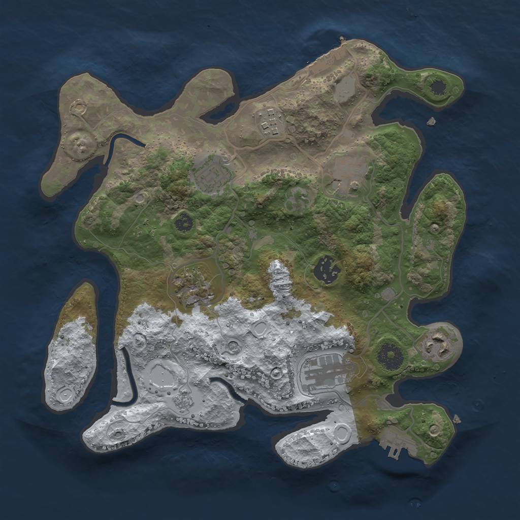 Rust Map: Procedural Map, Size: 3000, Seed: 1133949947, 16 Monuments