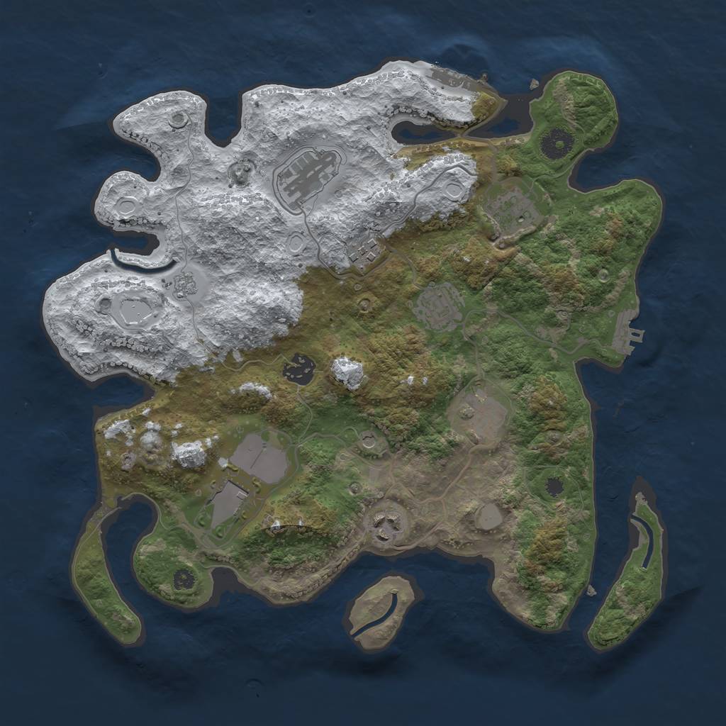 Rust Map: Procedural Map, Size: 3500, Seed: 24429, 17 Monuments