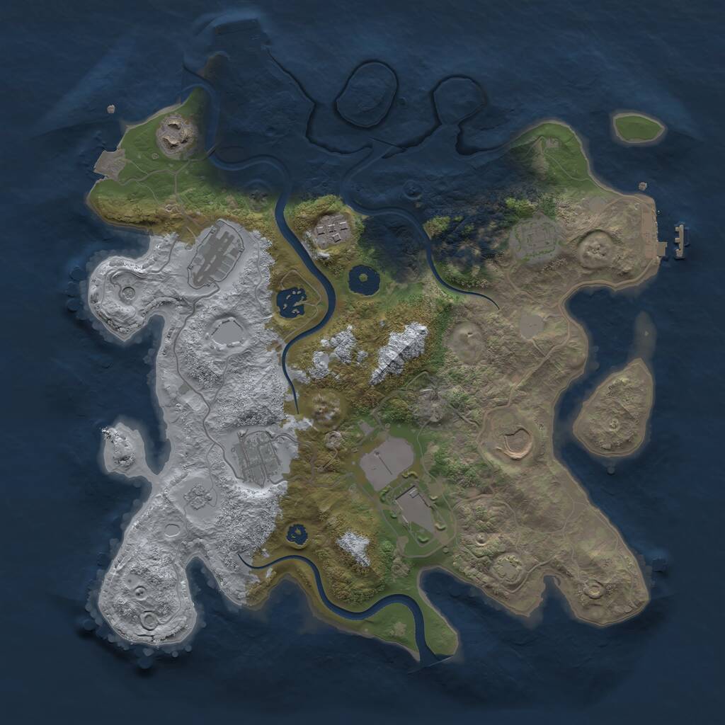 Rust Map: Procedural Map, Size: 3500, Seed: 2761340, 14 Monuments