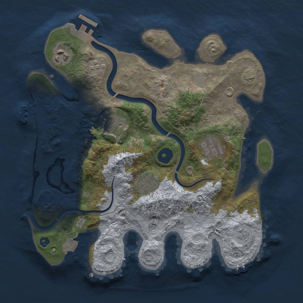 Rust Map: Procedural Map, Size: 3000, Seed: 1455726223, 11 Monuments