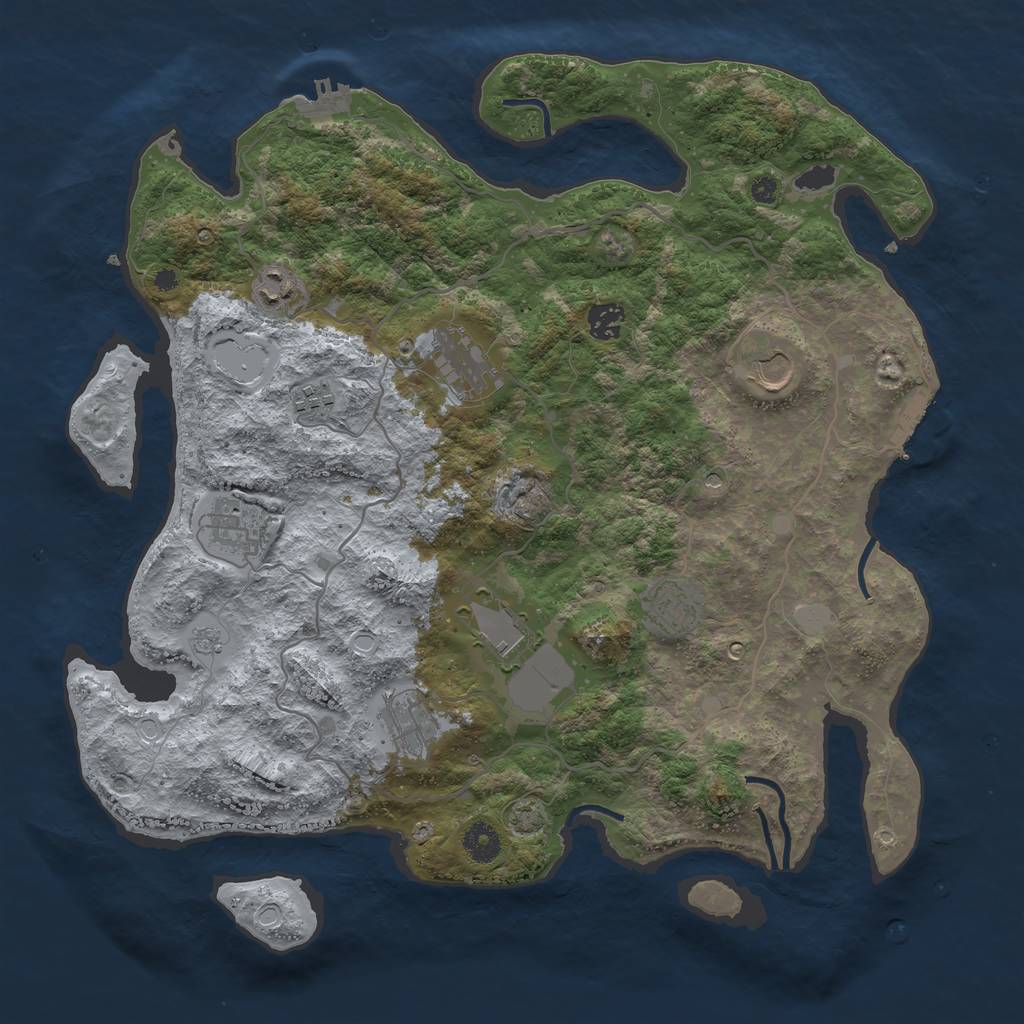 Rust Map: Procedural Map, Size: 4000, Seed: 258218150, 17 Monuments