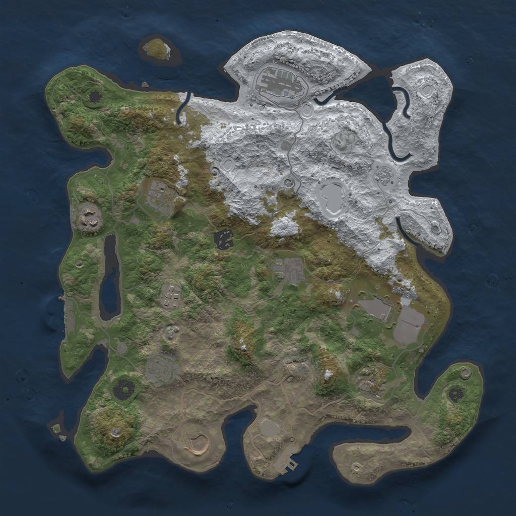 Rust Map: Procedural Map, Size: 3700, Seed: 399089959, 19 Monuments
