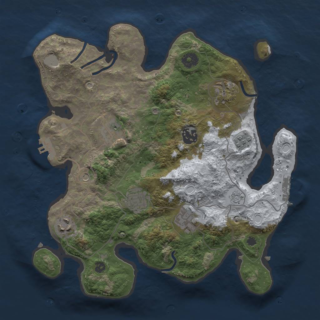 Rust Map: Procedural Map, Size: 3000, Seed: 1024, 16 Monuments