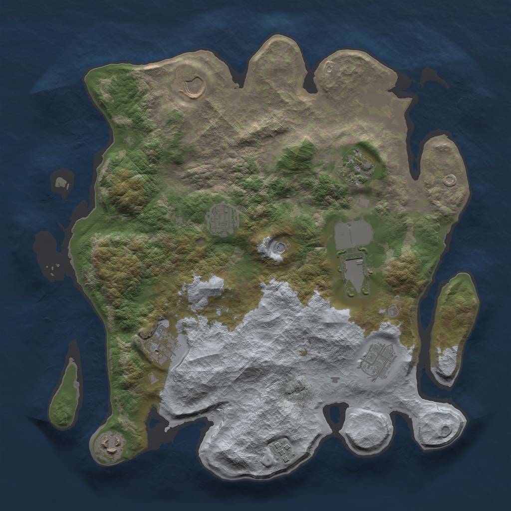 Rust Map: Barren, Size: 3500, Seed: 481306249, 11 Monuments