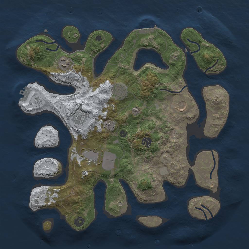 Rust Map: Procedural Map, Size: 3600, Seed: 1352752224, 16 Monuments