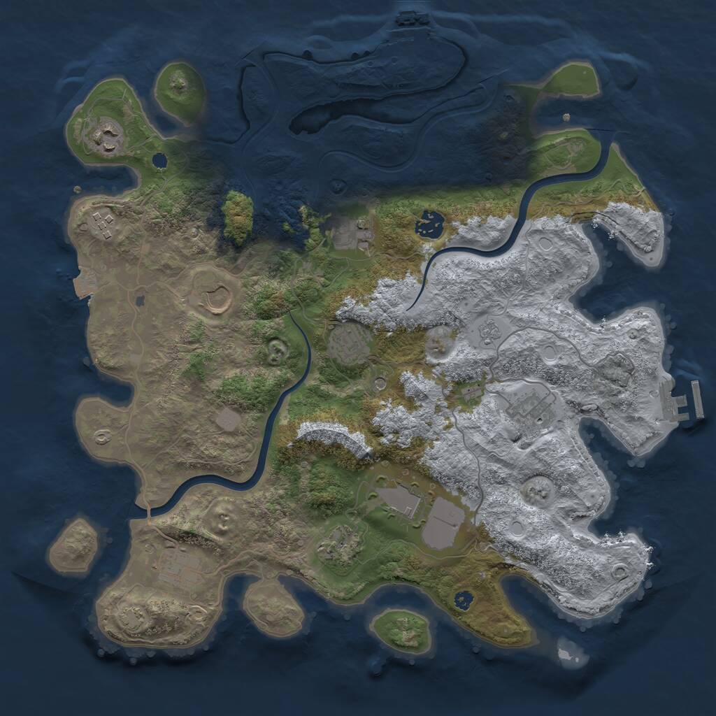 Rust Map: Procedural Map, Size: 3800, Seed: 86816, 16 Monuments
