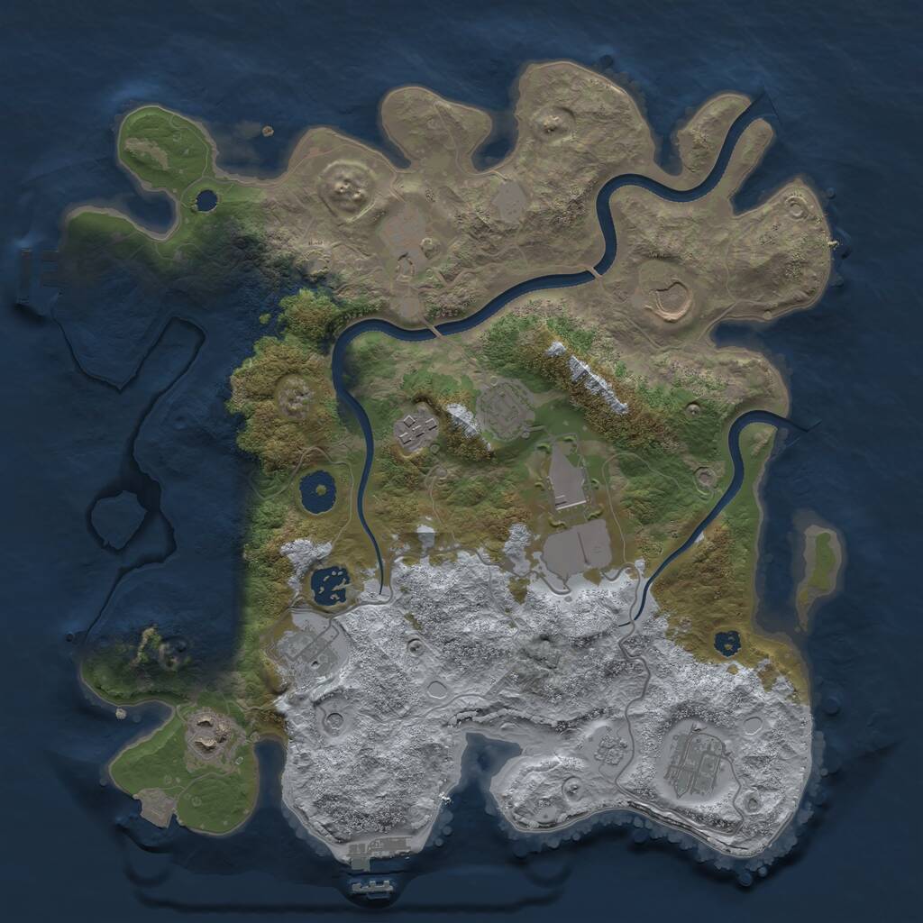 Rust Map: Procedural Map, Size: 3500, Seed: 1290141263, 15 Monuments