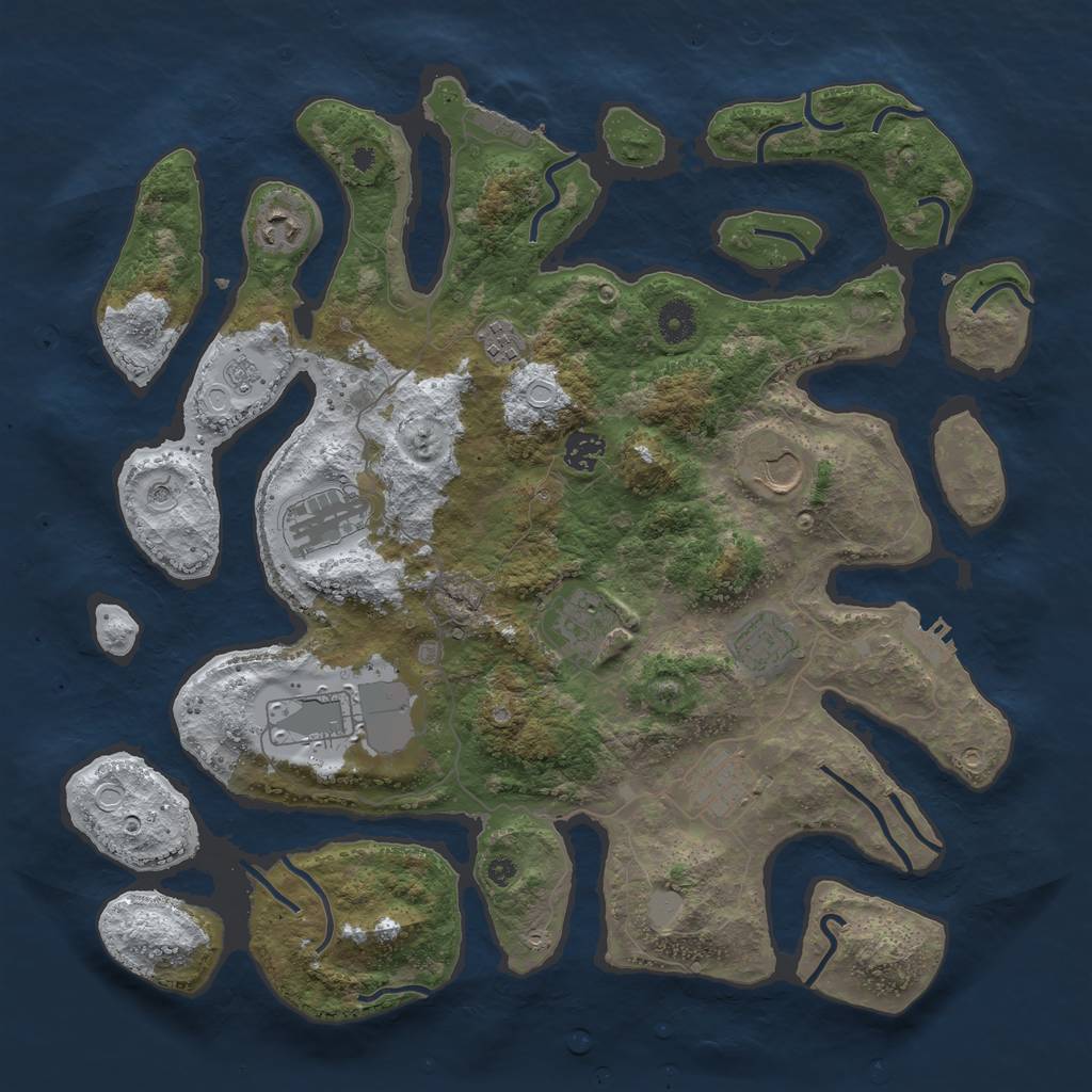 Rust Map: Procedural Map, Size: 3999, Seed: 12345, 18 Monuments