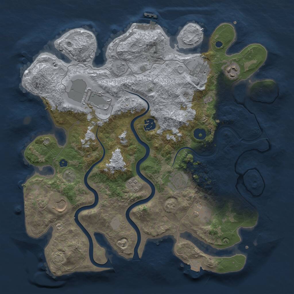 Rust Map: Procedural Map, Size: 3600, Seed: 1008192622, 13 Monuments