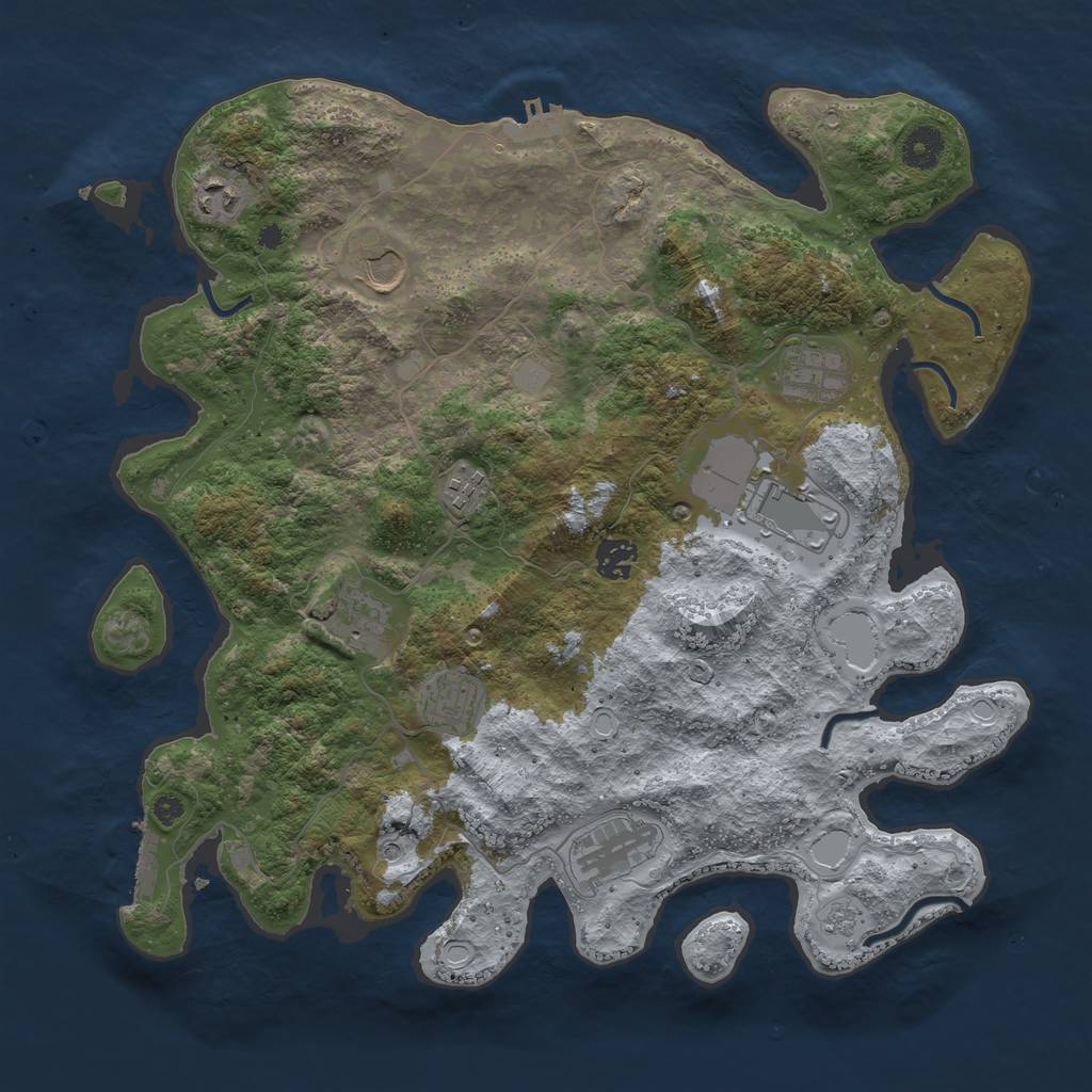 Rust Map: Procedural Map, Size: 3850, Seed: 1690389720, 16 Monuments