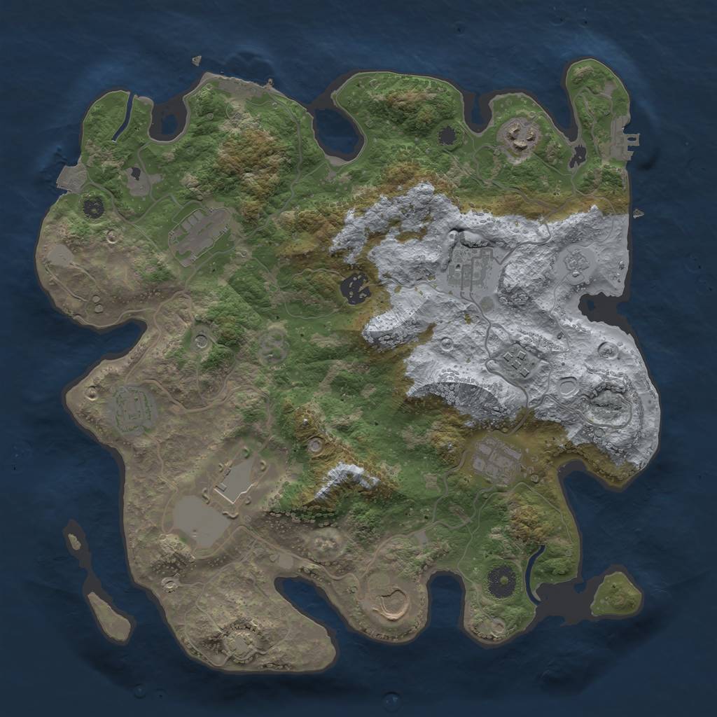 Rust Map: Procedural Map, Size: 3500, Seed: 762780067, 17 Monuments