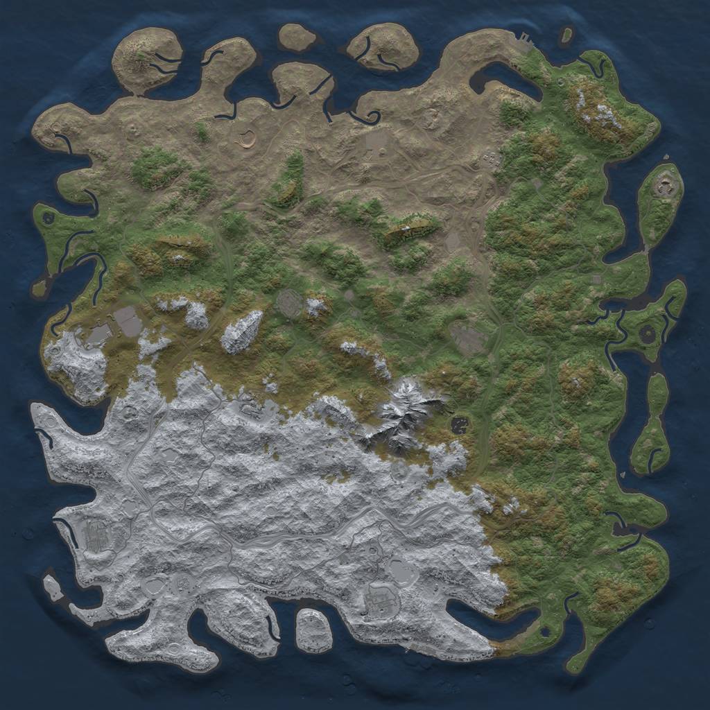 Rust Map: Procedural Map, Size: 6000, Seed: 5685183, 18 Monuments