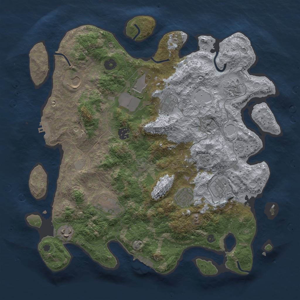 Rust Map: Procedural Map, Size: 3800, Seed: 684331585, 19 Monuments