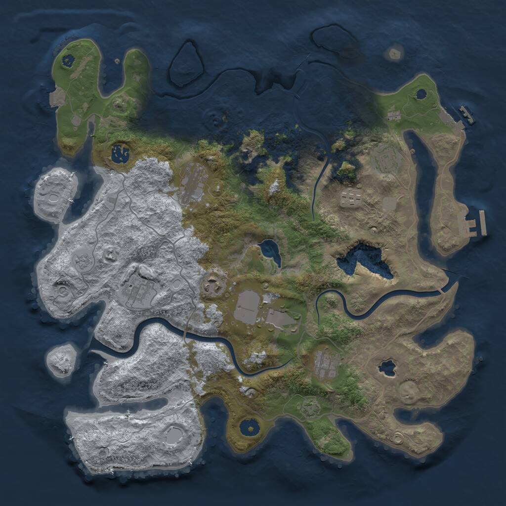 Rust Map: Procedural Map, Size: 4000, Seed: 1383635496, 14 Monuments
