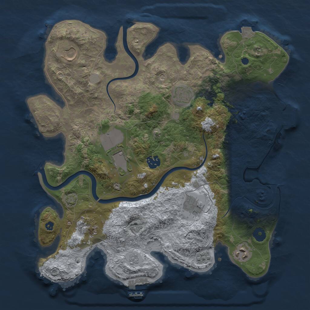 Rust Map: Procedural Map, Size: 3500, Seed: 340331312, 14 Monuments