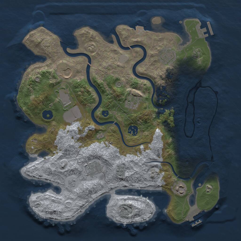 Rust Map: Procedural Map, Size: 3500, Seed: 28091235, 14 Monuments