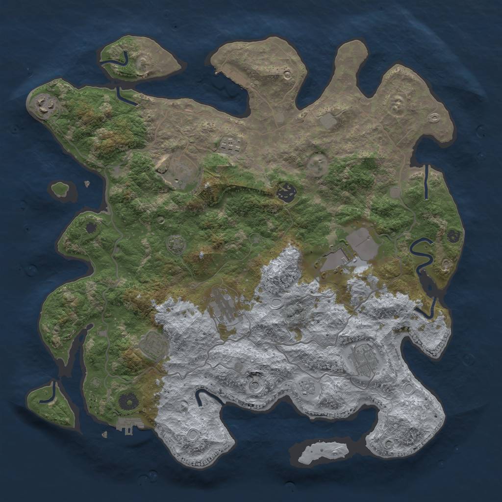 Rust Map: Procedural Map, Size: 4000, Seed: 9811354, 16 Monuments