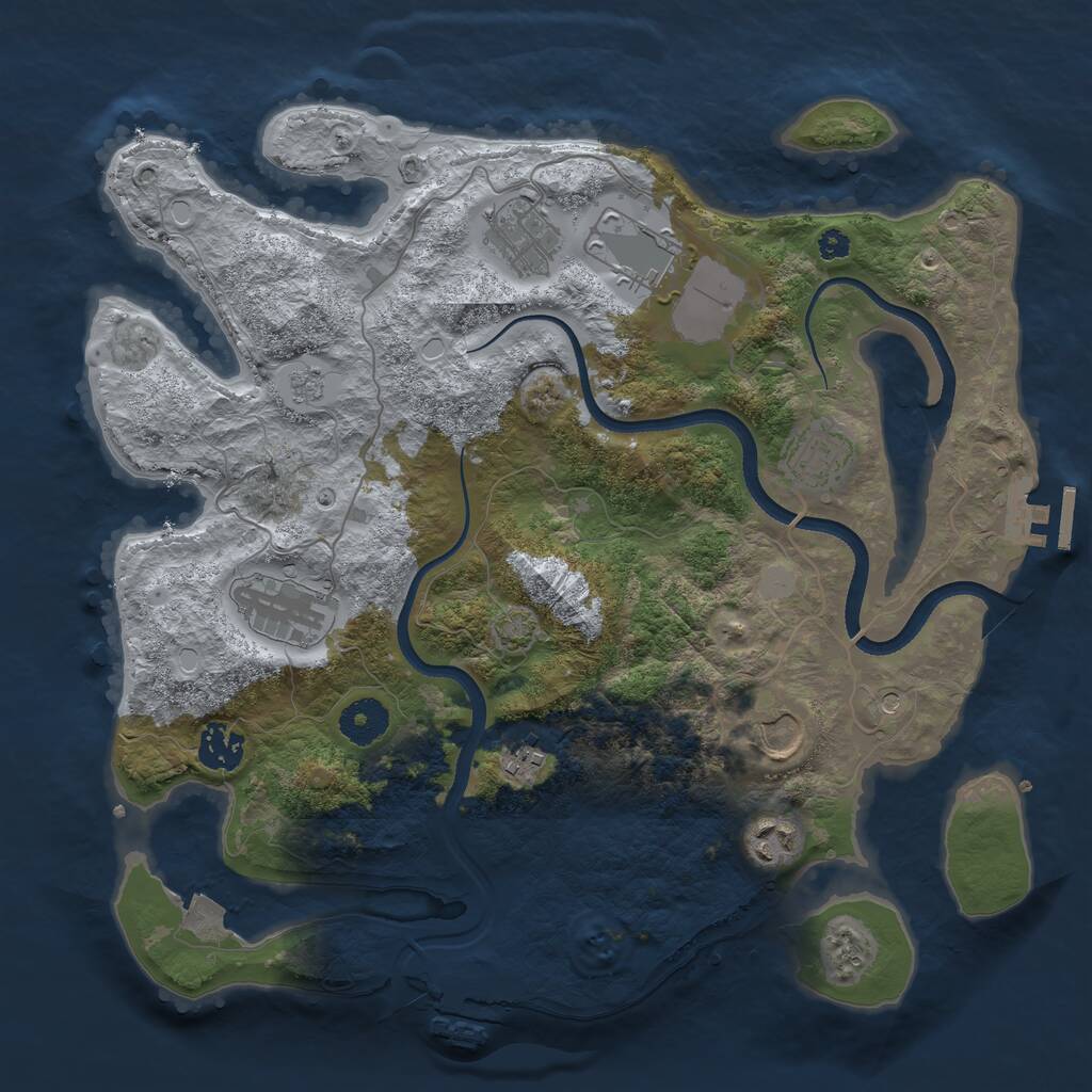 Rust Map: Procedural Map, Size: 3500, Seed: 1889631854, 14 Monuments