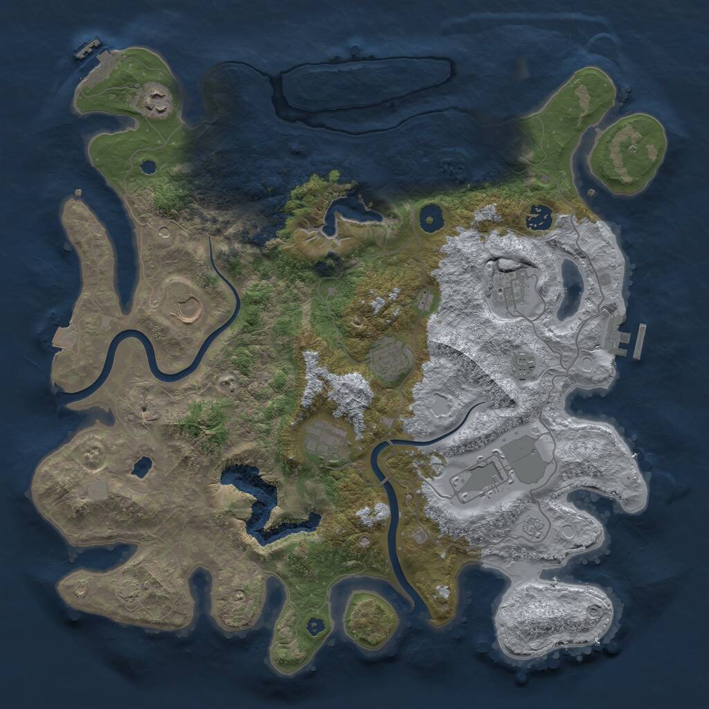 Rust Map: Procedural Map, Size: 4000, Seed: 6995, 14 Monuments