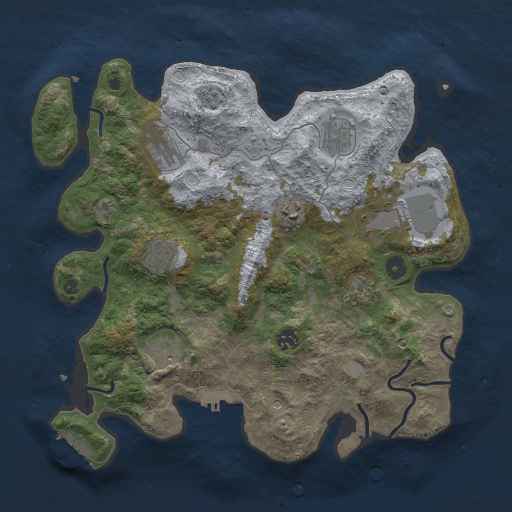Rust Map: Procedural Map, Size: 3500, Seed: 503639, 16 Monuments