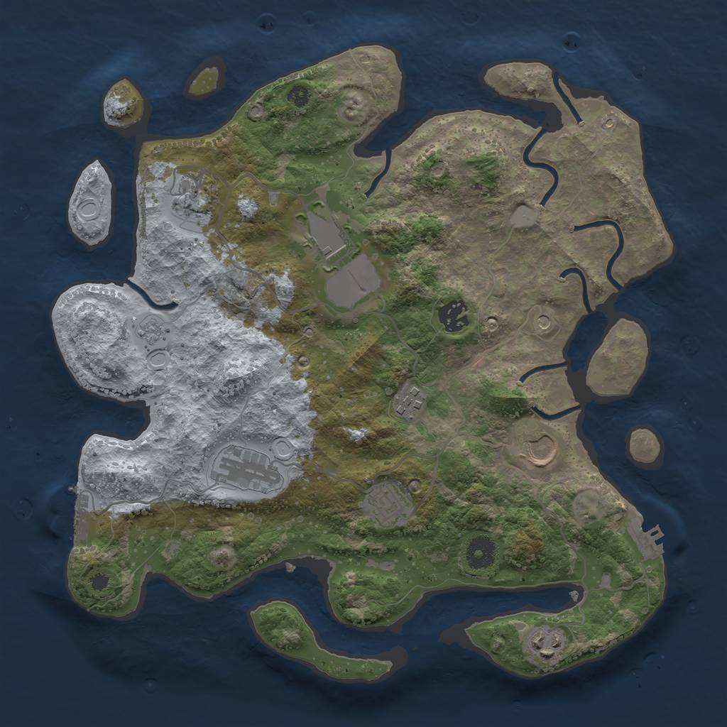 Rust Map: Procedural Map, Size: 3500, Seed: 351953485, 15 Monuments