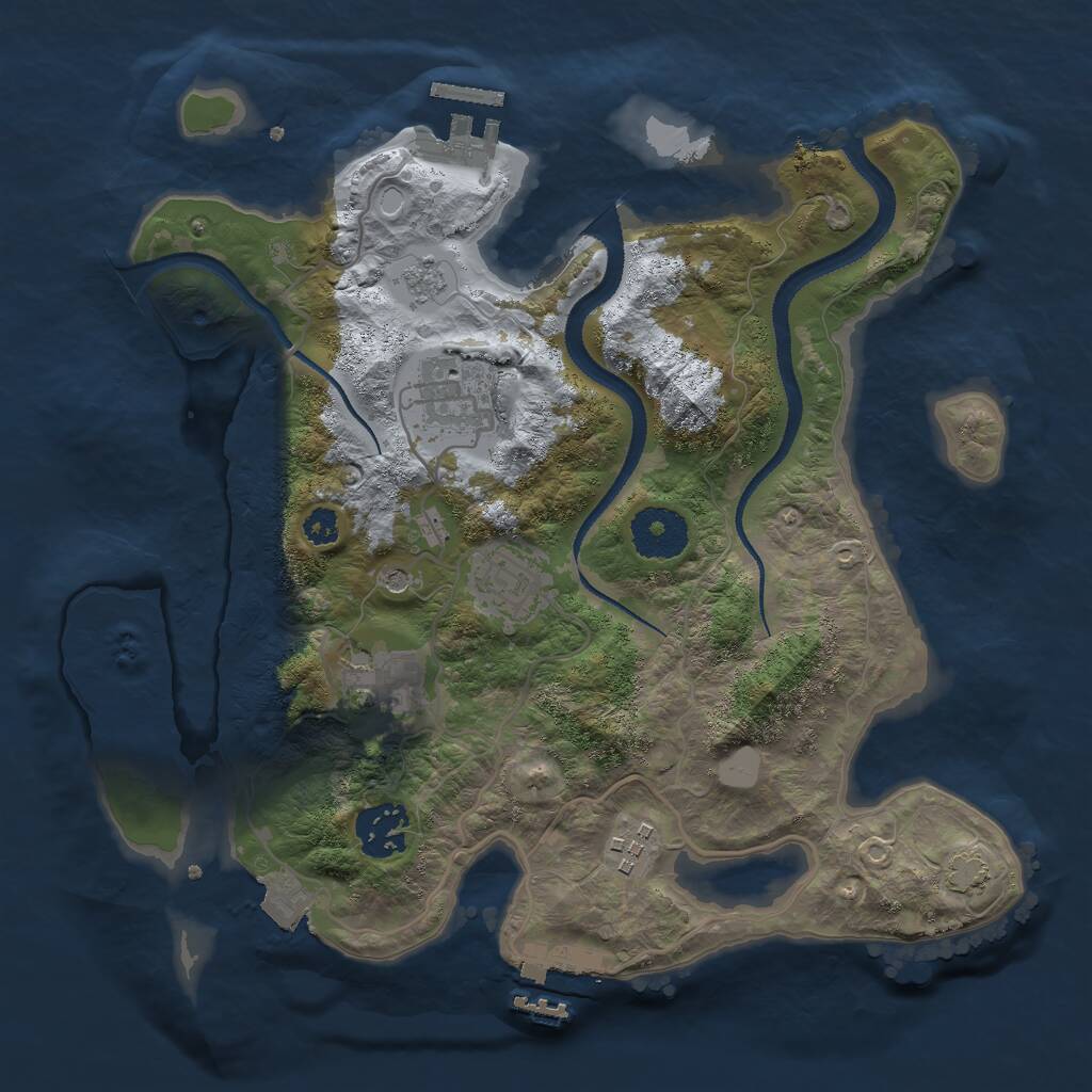 Rust Map: Procedural Map, Size: 3000, Seed: 1153335332, 11 Monuments