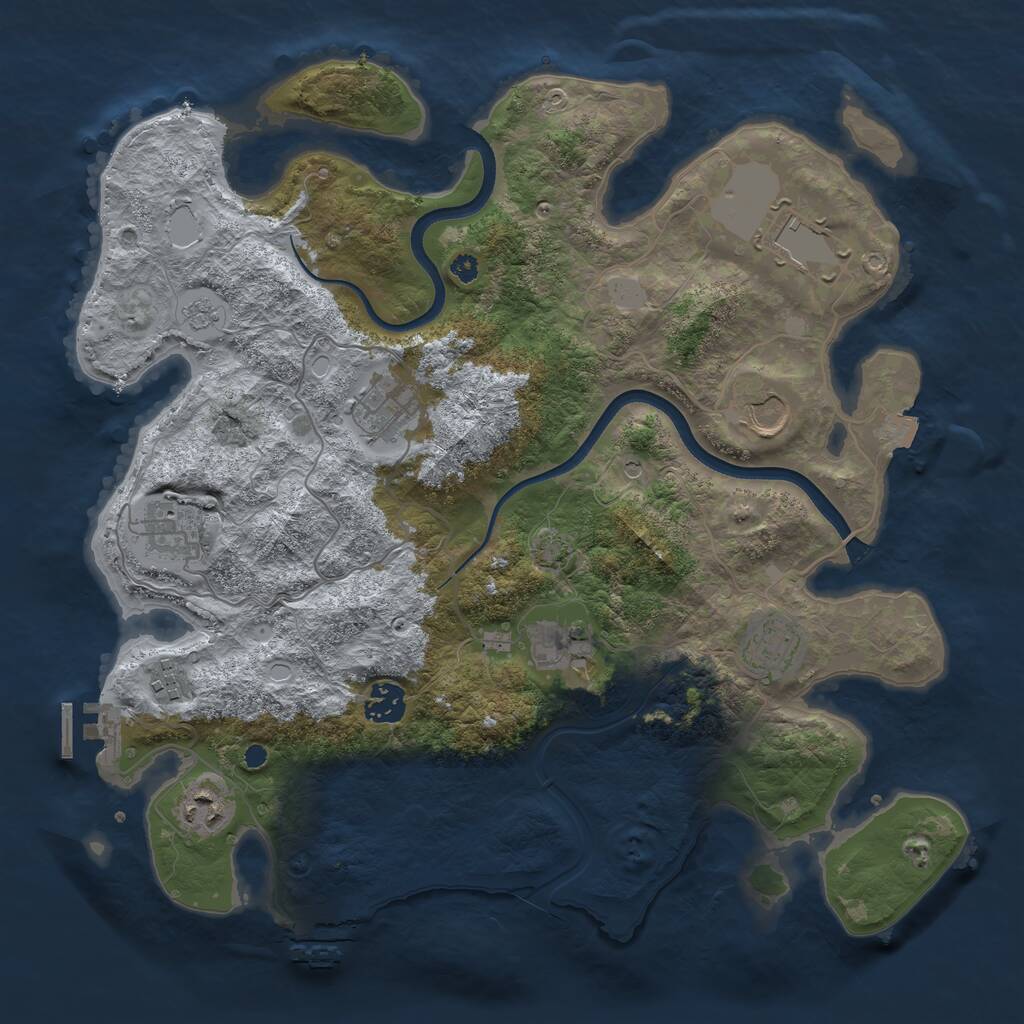 Rust Map: Procedural Map, Size: 3700, Seed: 1802573056, 15 Monuments