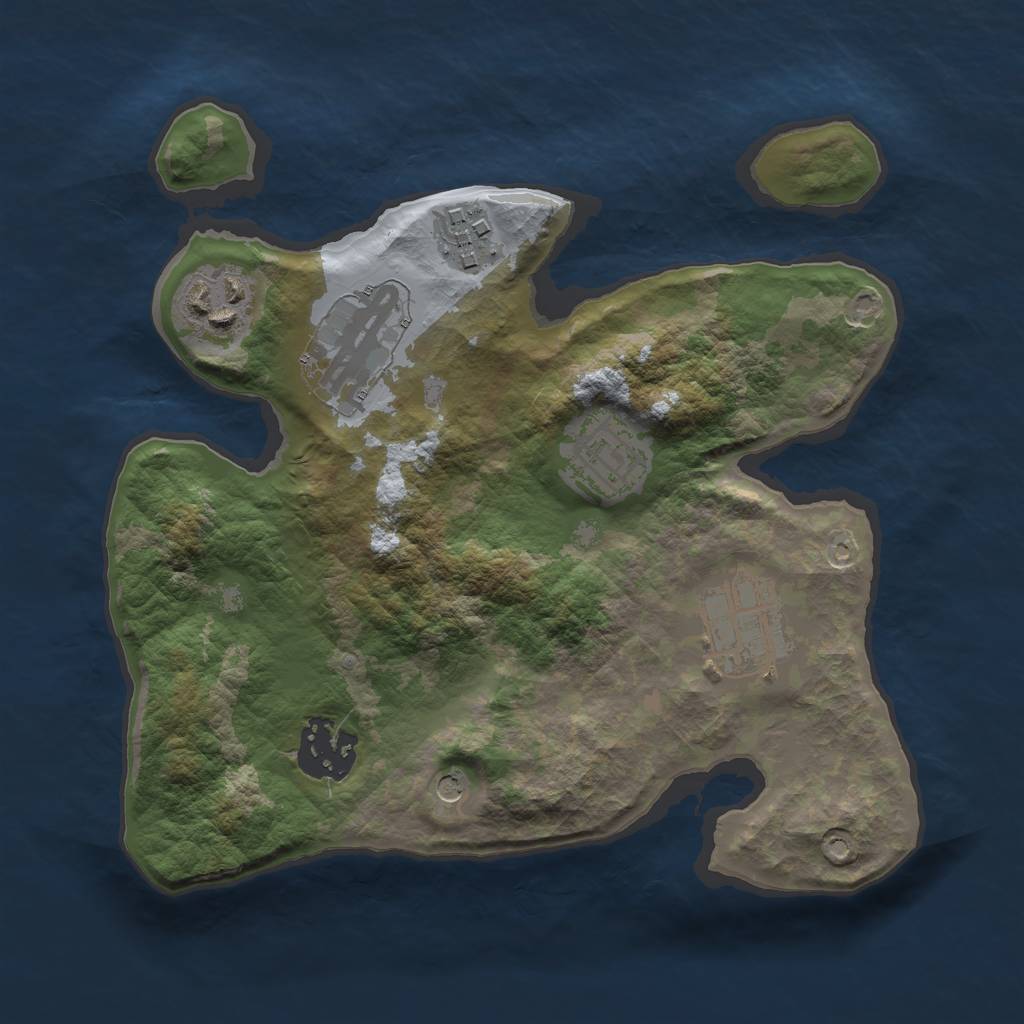 Rust Map: Barren, Size: 2500, Seed: 594019, 9 Monuments