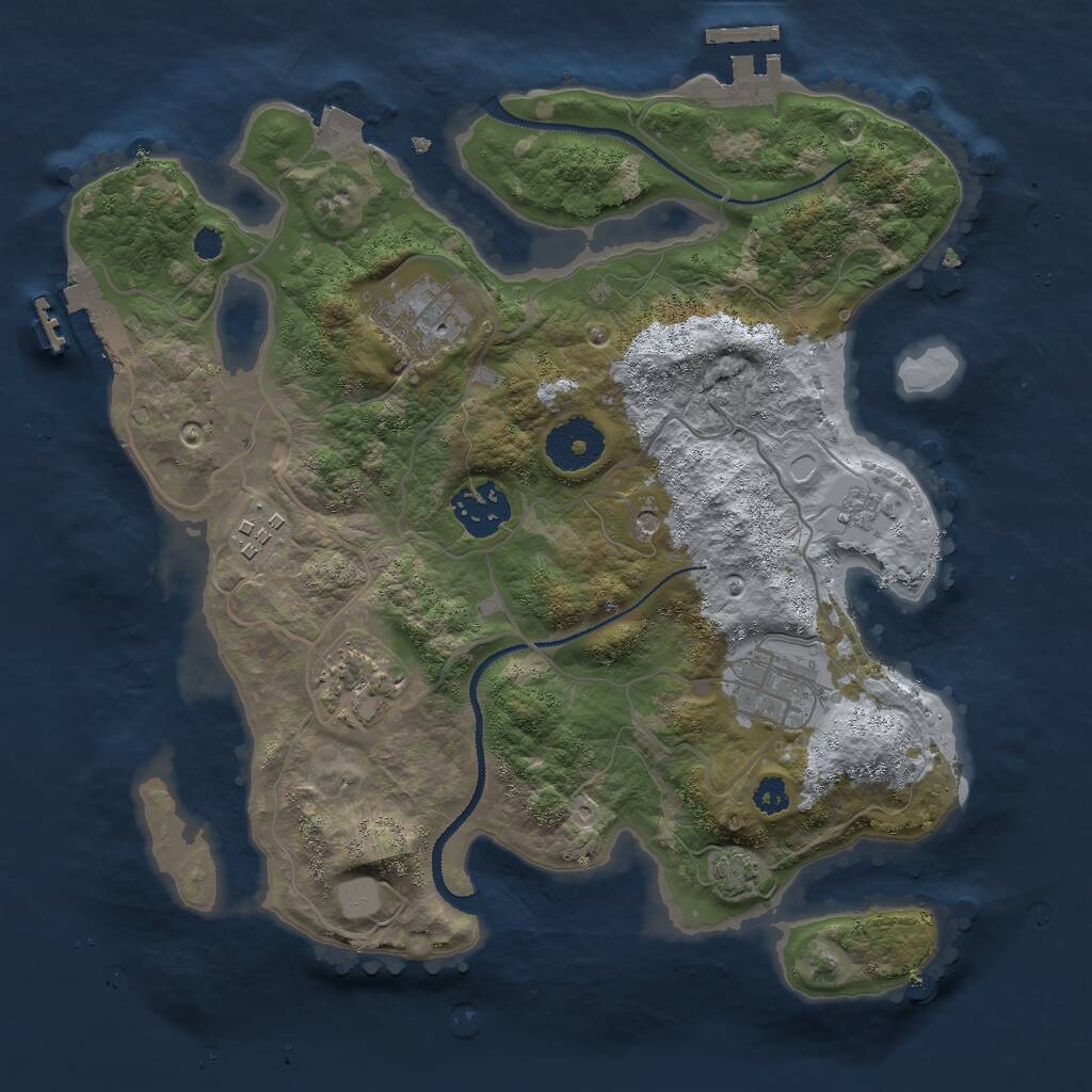 Rust Map: Procedural Map, Size: 3000, Seed: 1278054340, 11 Monuments