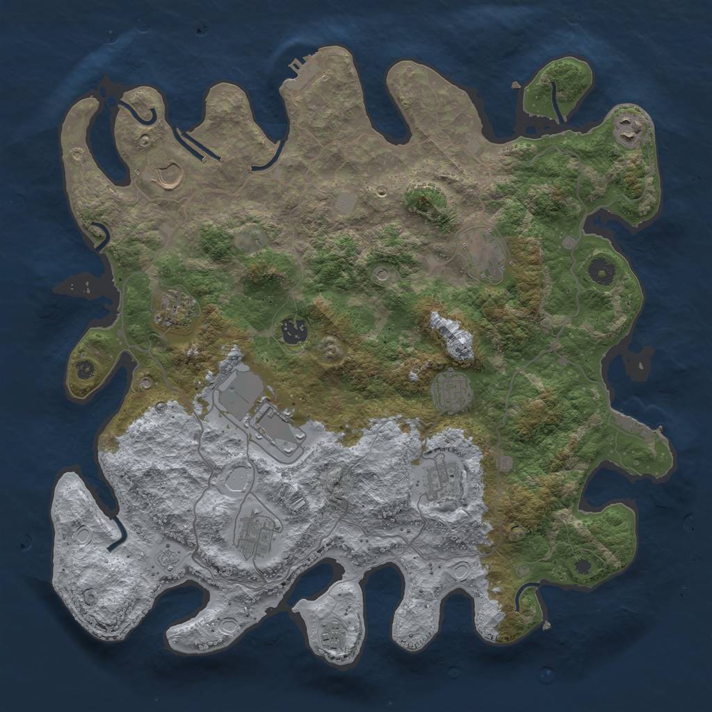 Rust Map: Procedural Map, Size: 4000, Seed: 5554268, 19 Monuments